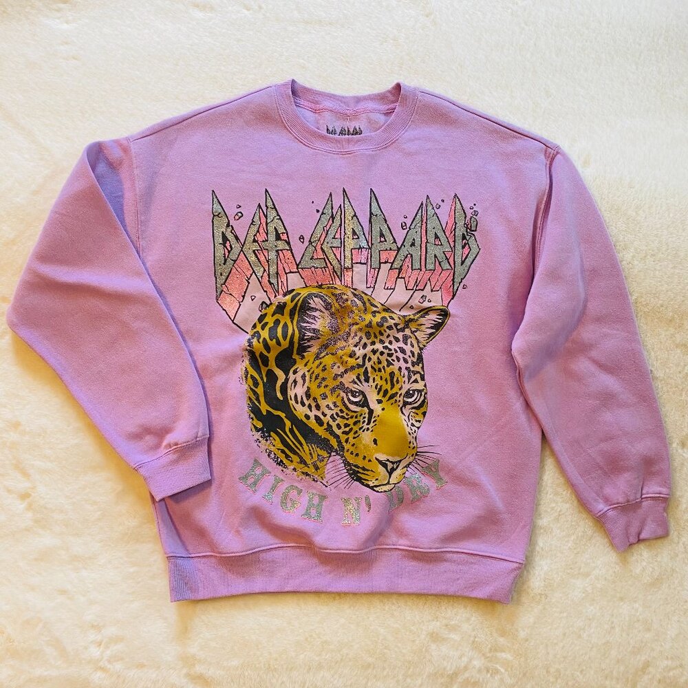 Def Leppard Oversized Women's Purple Pullover Sweatshirt size S NEW without Tags